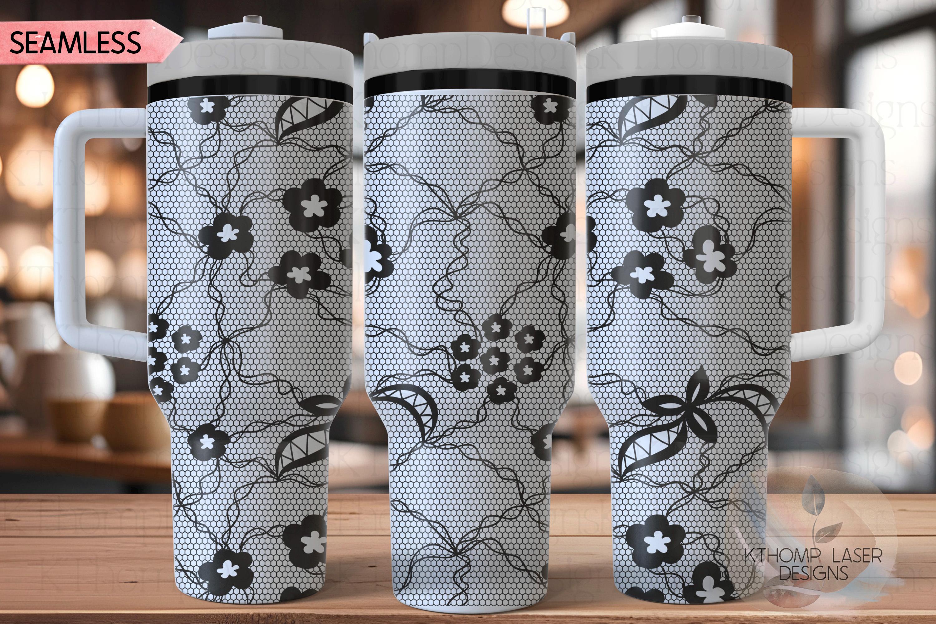 Sexy Lace Pattern Tumbler Wrap SVG | 40oz Laser Engraving File | Rotary Ready Digital Background SVG