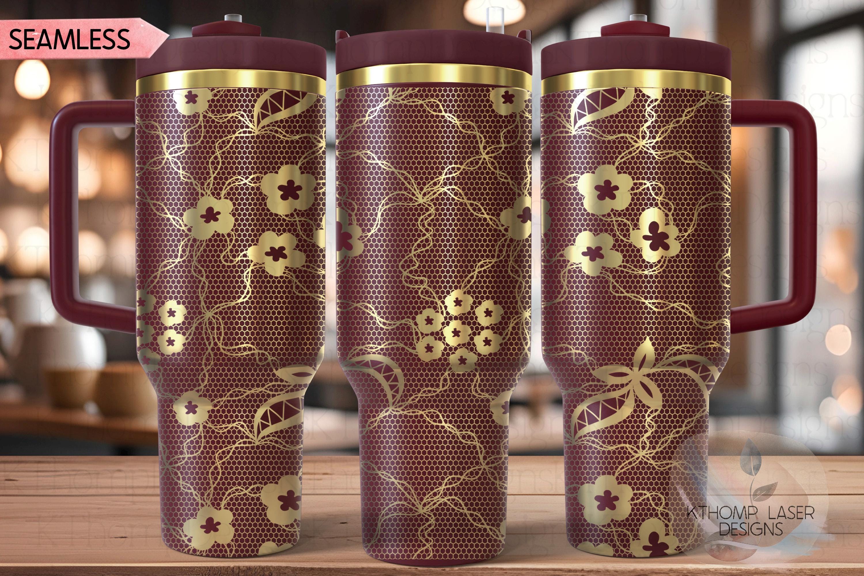 Sexy Lace Pattern Tumbler Wrap SVG | 40oz Laser Engraving File | Rotary Ready Digital Background SVG
