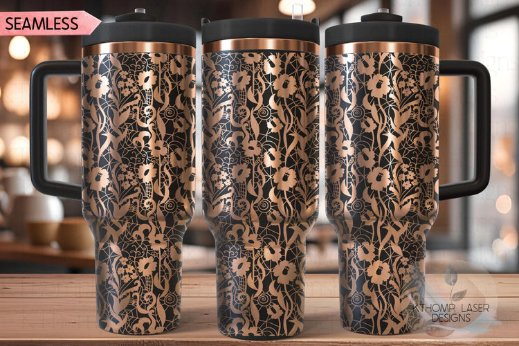 Delicate Floral Lace Pattern Tumbler Wrap SVG | 40oz Laser Engraving File | Rotary Ready Digital Background SVG