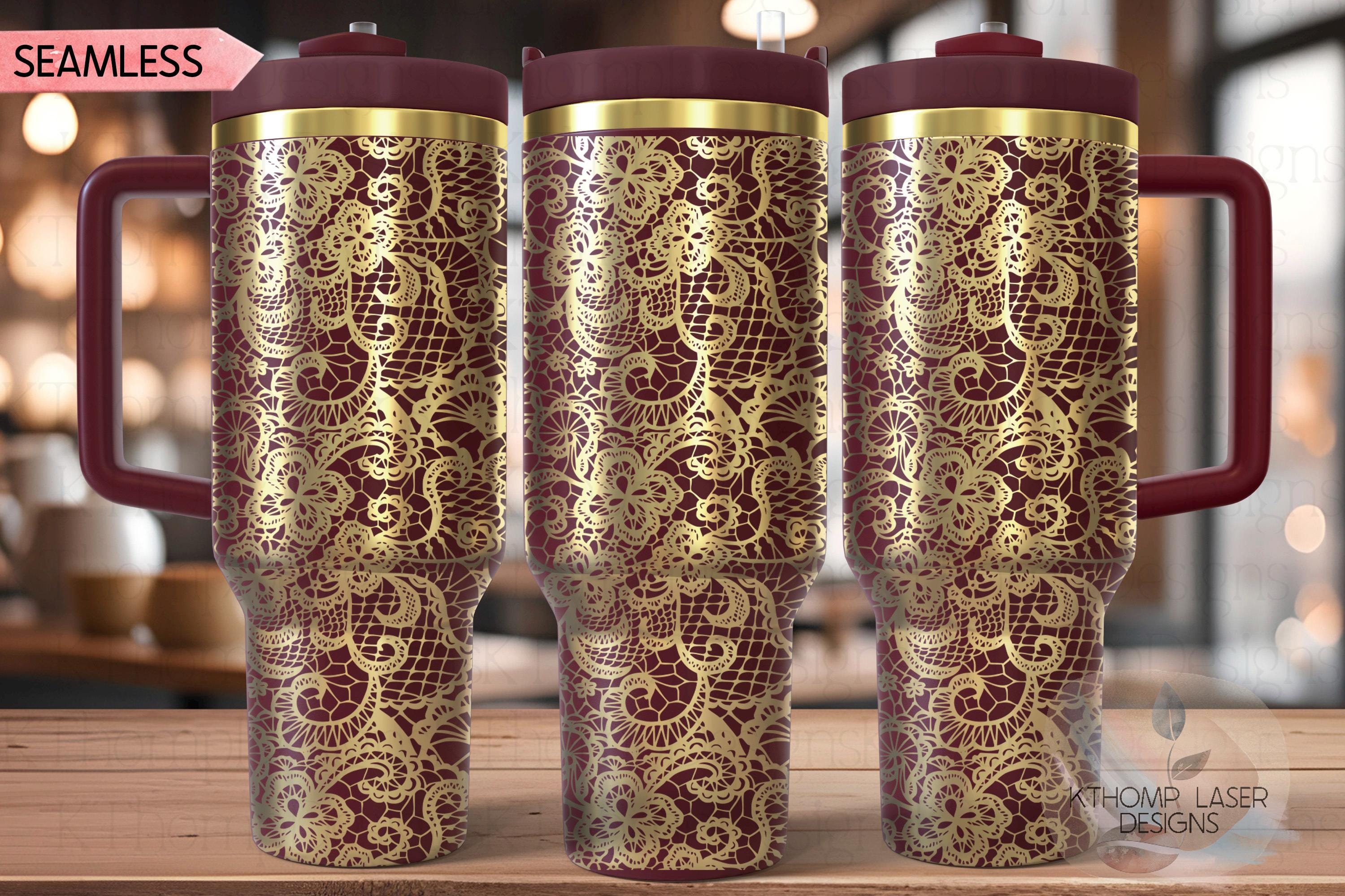 Sexy Lace 2 Pattern Tumbler Wrap SVG | 40oz Laser Engraving File | Rotary Ready Digital Background SVG