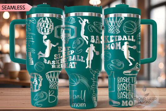 Basketball Mom Tumbler Wrap SVG | 40oz Laser Engraving File | Rotary Ready Digital Design | Mom Life SVG