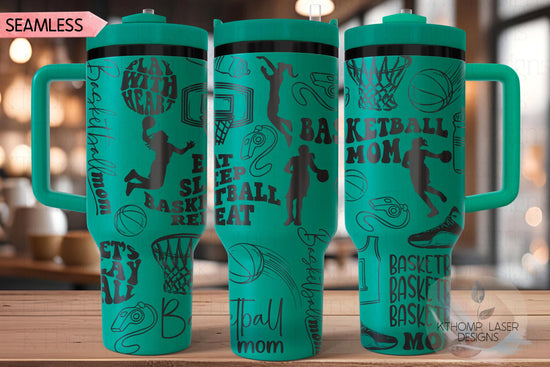 Basketball Mom Tumbler Wrap SVG | 40oz Laser Engraving File | Rotary Ready Digital Design | Mom Life SVG