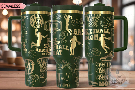Basketball Mom Tumbler Wrap SVG | 40oz Laser Engraving File | Rotary Ready Digital Design | Mom Life SVG