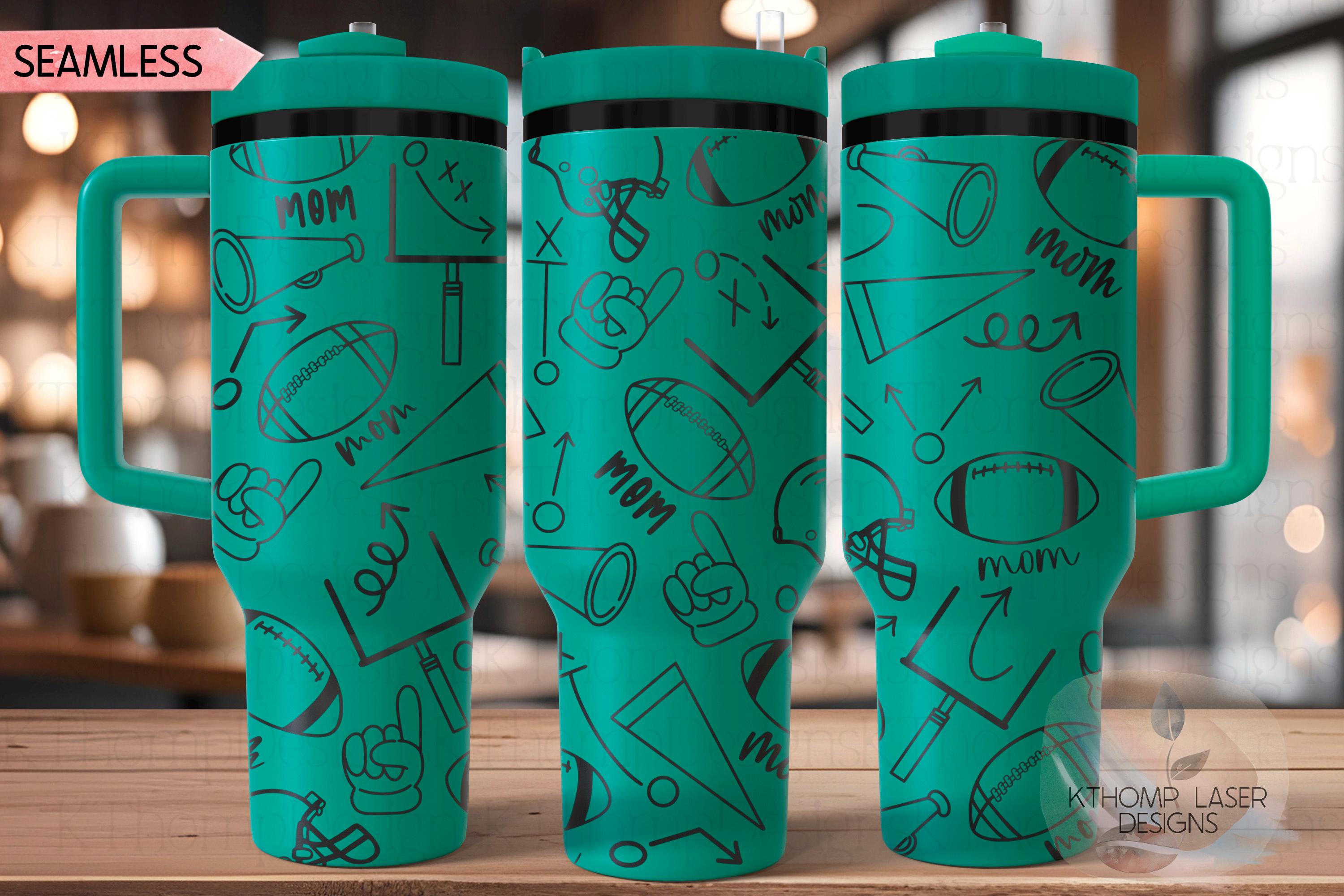 Football Mom Tumbler Wrap SVG | 40oz Laser Engraving File | Rotary Ready Digital Design | Mom Life SVG