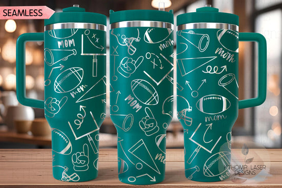 Football Mom Tumbler Wrap SVG | 40oz Laser Engraving File | Rotary Ready Digital Design | Mom Life SVG
