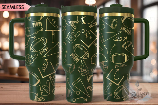 Football Mom Tumbler Wrap SVG | 40oz Laser Engraving File | Rotary Ready Digital Design | Mom Life SVG