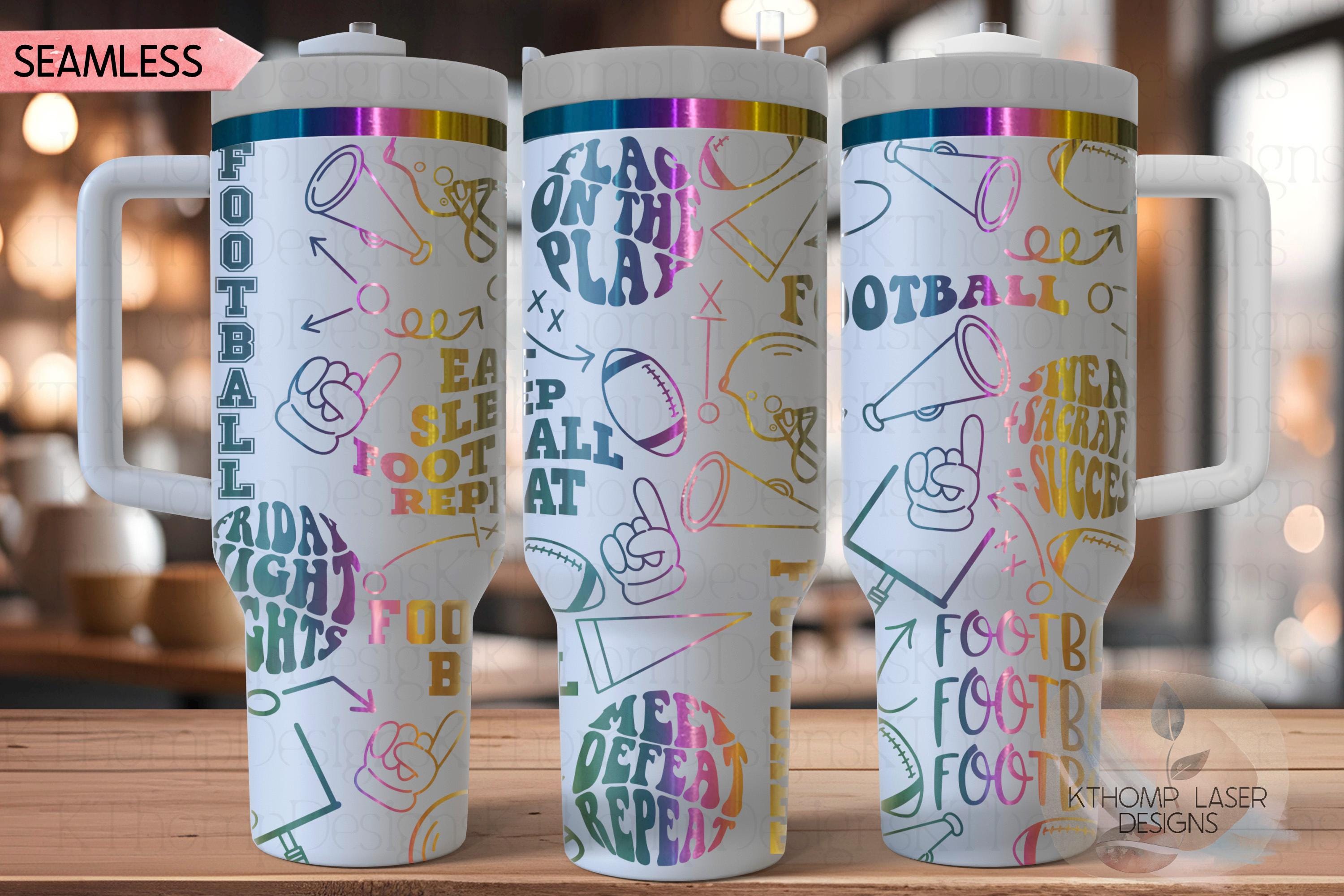 Football Fan Tumbler Wrap SVG | 40oz Laser Engraving File | Rotary Ready Digital Design | Sports Fan SVG