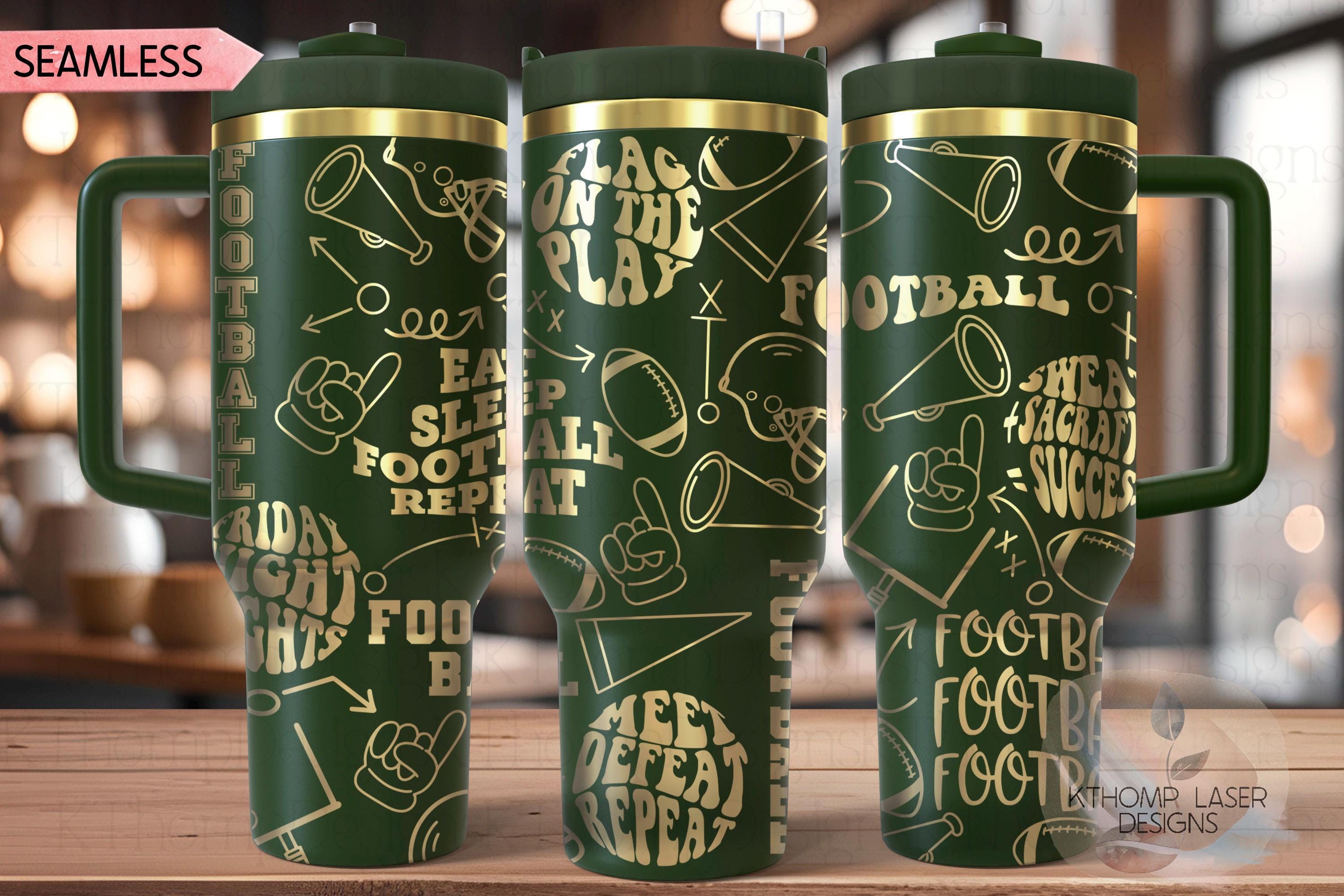 Football Fan Tumbler Wrap SVG | 40oz Laser Engraving File | Rotary Ready Digital Design | Sports Fan SVG