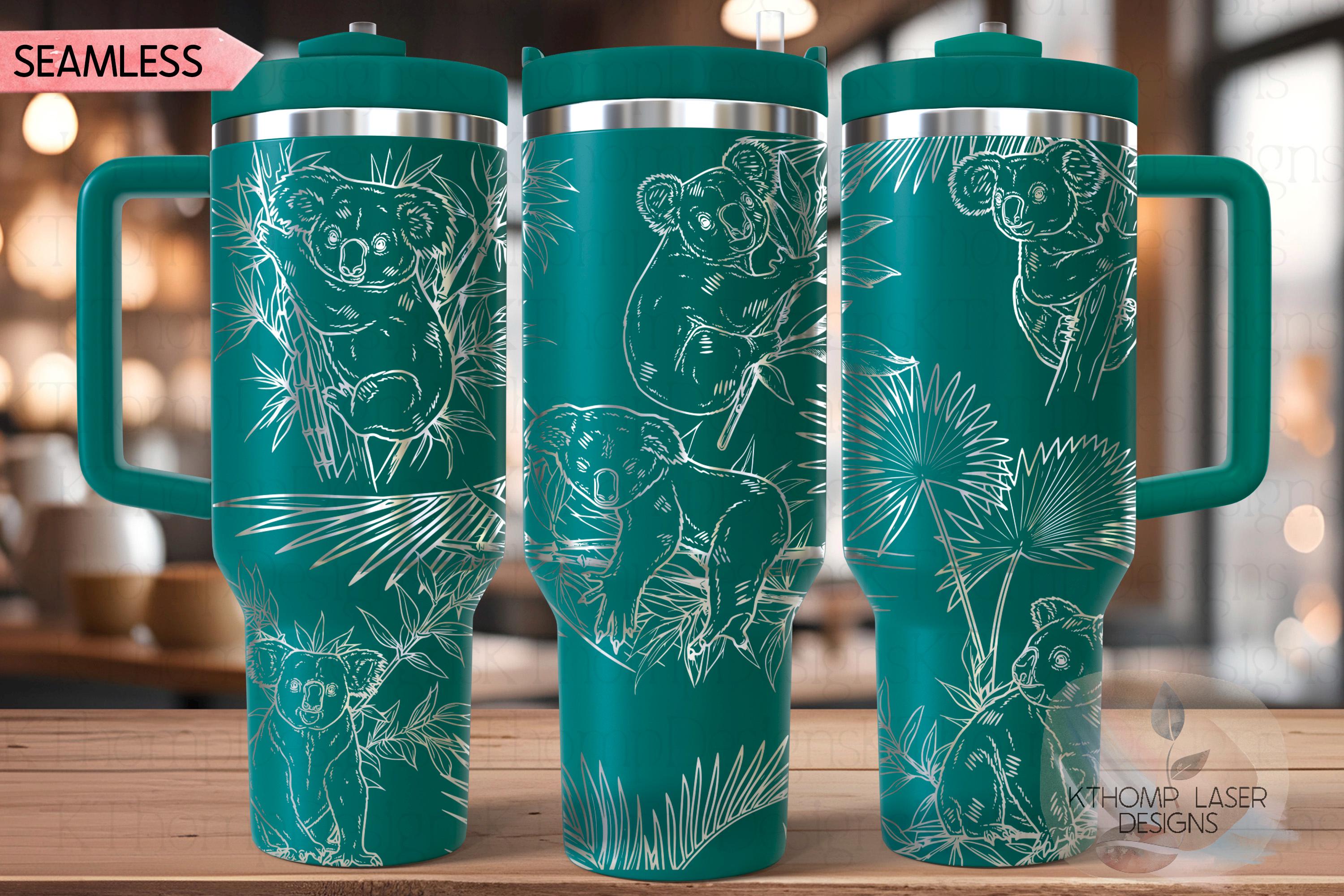 Koalas Tumbler Wrap SVG | 40oz Laser Engraving File | Rotary Ready Digital Design | Jungle Theme SVG