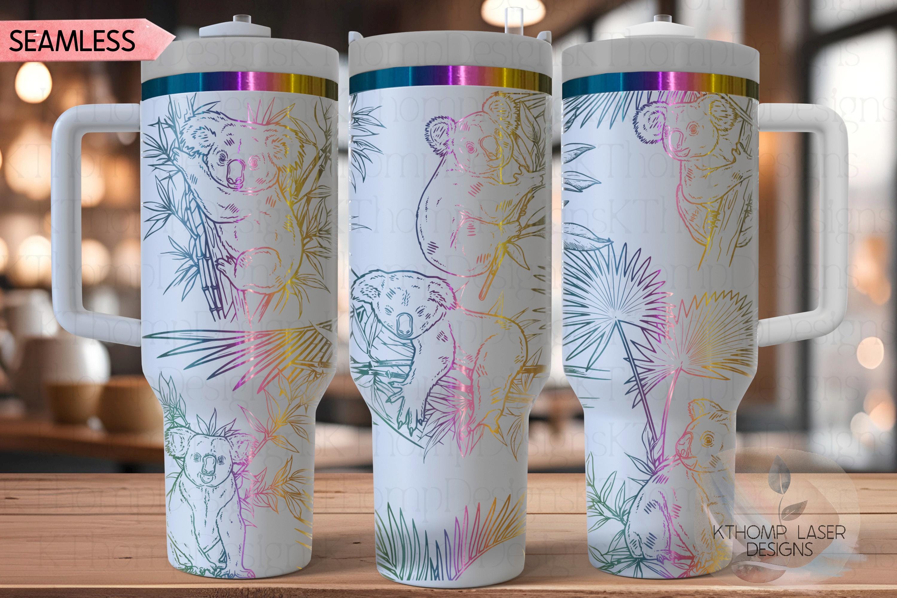 Koalas Tumbler Wrap SVG | 40oz Laser Engraving File | Rotary Ready Digital Design | Jungle Theme SVG