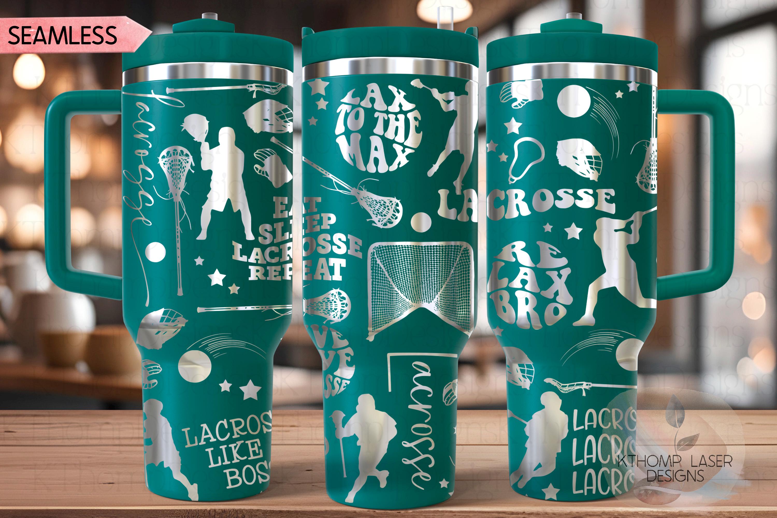 Lacrosse Sports Tumbler Wrap SVG | 40oz Laser Engraving File | Rotary Ready Digital Design | Sports Fan SVG