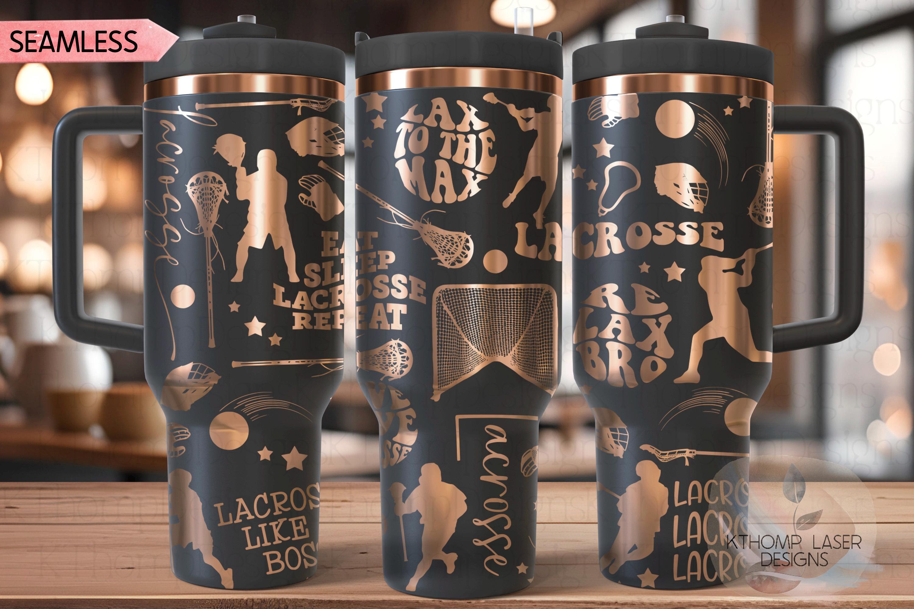 Lacrosse Sports Tumbler Wrap SVG | 40oz Laser Engraving File | Rotary Ready Digital Design | Sports Fan SVG