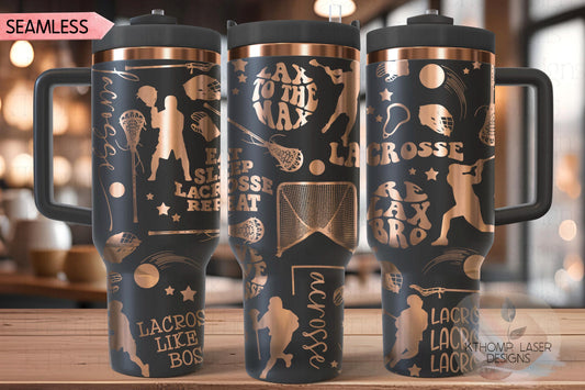 Lacrosse Sports Tumbler Wrap SVG | 40oz Laser Engraving File | Rotary Ready Digital Design | Sports Fan SVG