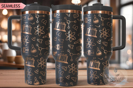 Science Doodles Tumbler Wrap SVG | 40oz Laser Engraving File | Rotary Ready Digital Design | Career Gift SVG
