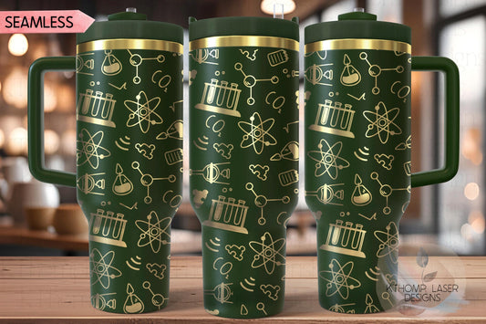 Science Doodles Tumbler Wrap SVG | 40oz Laser Engraving File | Rotary Ready Digital Design | Career Gift SVG