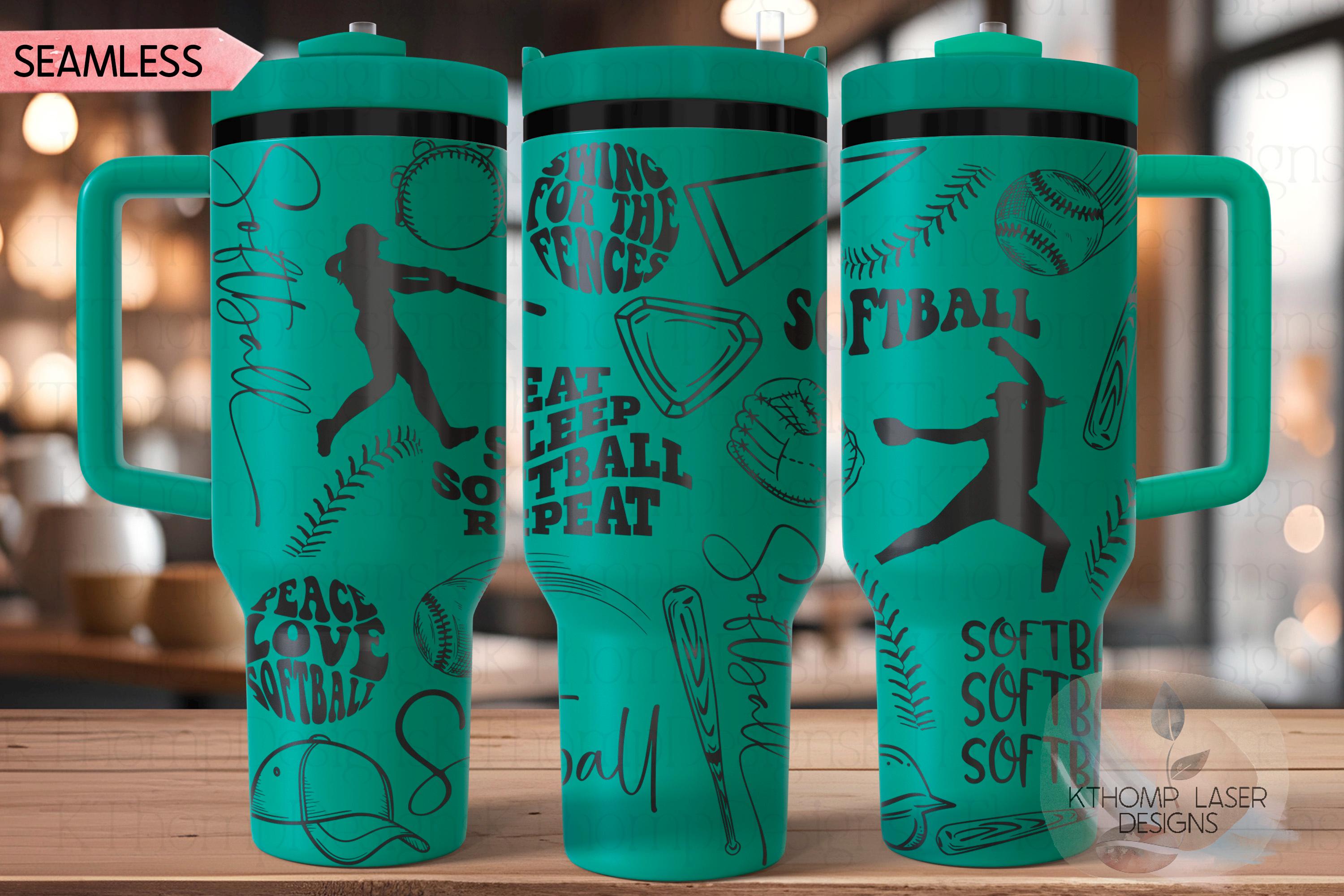 Softball Sports Tumbler Wrap SVG | 40oz Laser Engraving File | Rotary Ready Digital Design | Sports Fan SVG