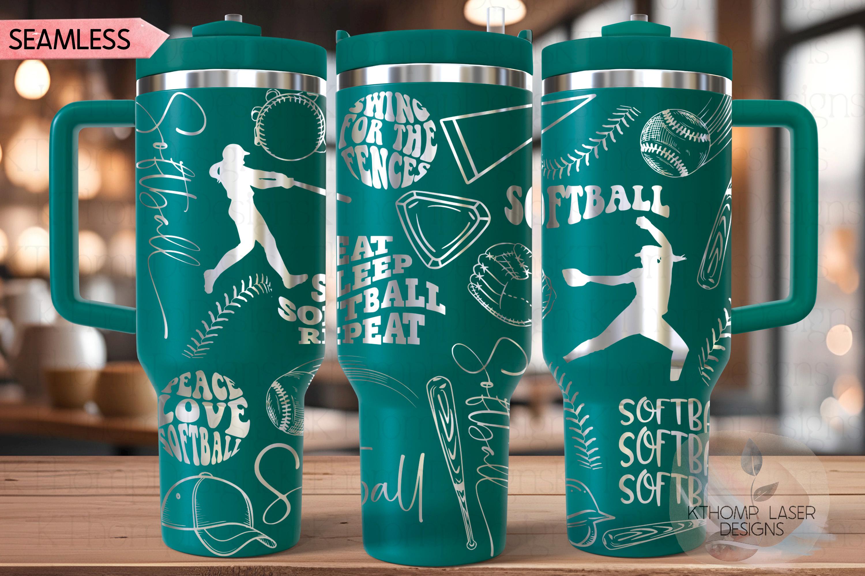 Softball Sports Tumbler Wrap SVG | 40oz Laser Engraving File | Rotary Ready Digital Design | Sports Fan SVG