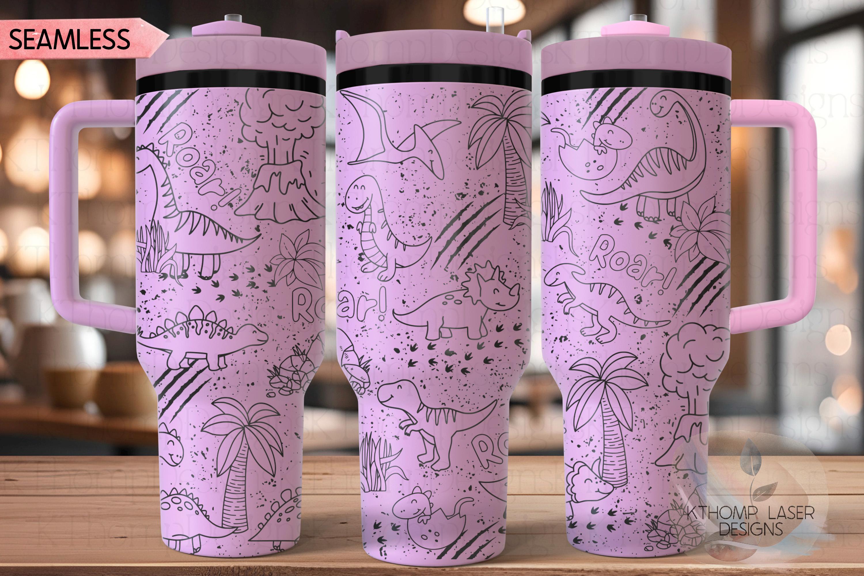 Dinosaur Doodles Distressed Tumbler Wrap SVG | 40oz Laser Engraving File | Rotary Ready Digital Design | Fantasy Magic SVG