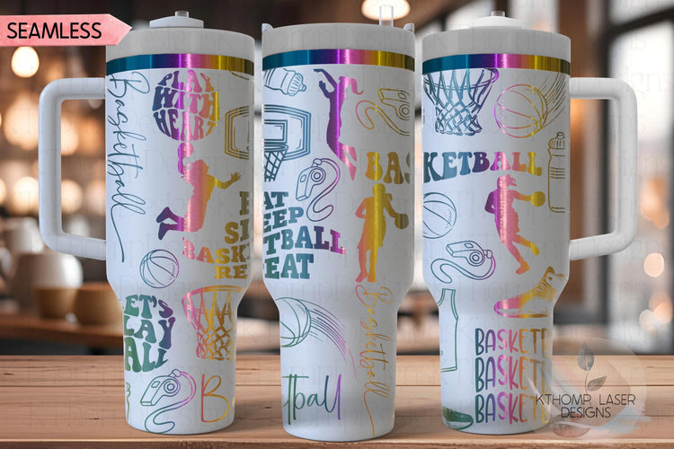 Basketball Fan Female Sports Tumbler Wrap SVG | 40oz Laser Engraving File | Rotary Ready Digital Design | Sports Fan SVG
