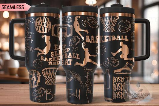 Basketball Fan Male Sports Tumbler Wrap SVG | 40oz Laser Engraving File | Rotary Ready Digital Design | Sports Fan SVG