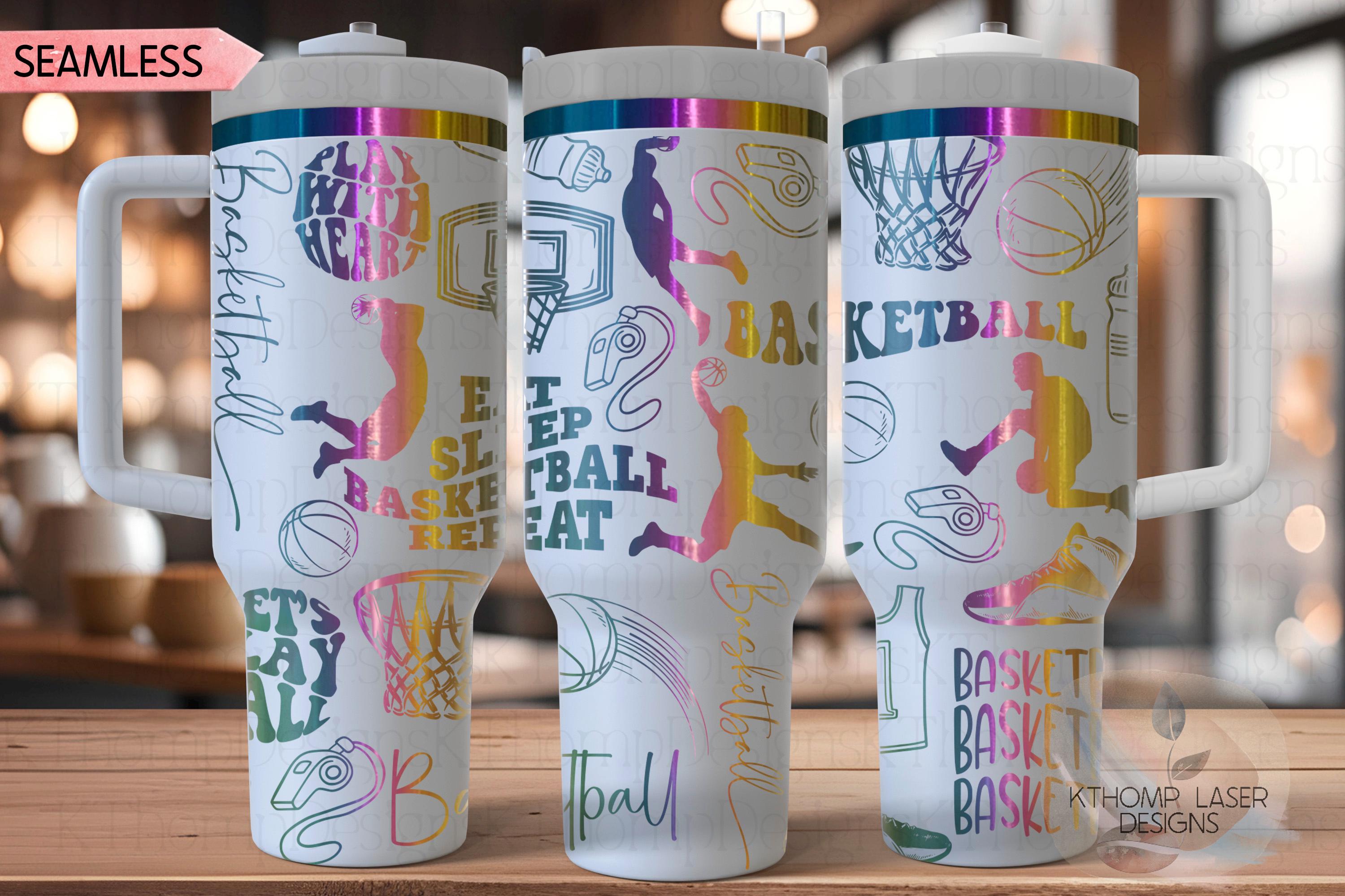 Basketball Fan Male Sports Tumbler Wrap SVG | 40oz Laser Engraving File | Rotary Ready Digital Design | Sports Fan SVG