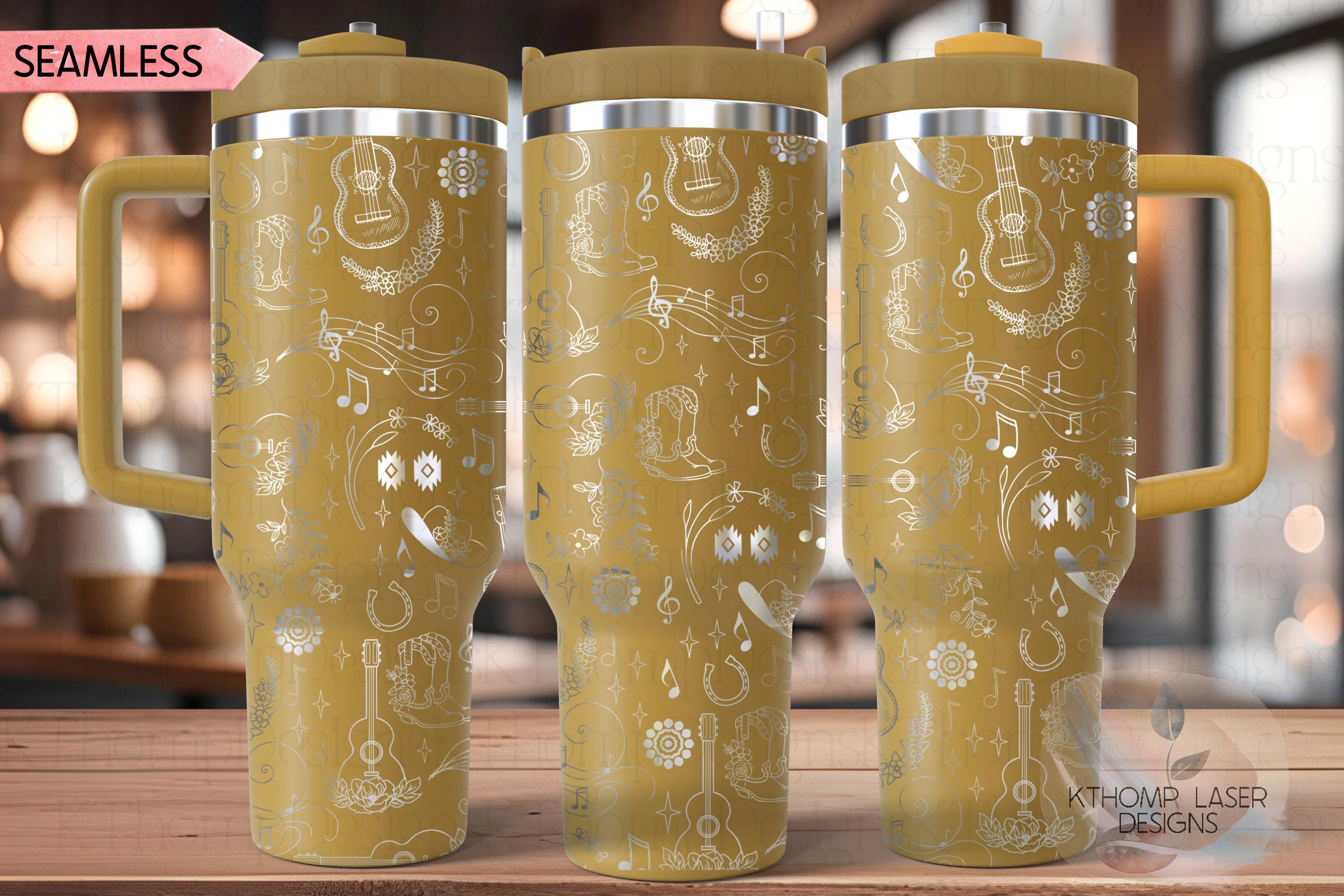 Country Music Doodles Tumbler Wrap SVG | 40oz Laser Engraving File | Rotary Ready Digital Design | Western Farm SVG