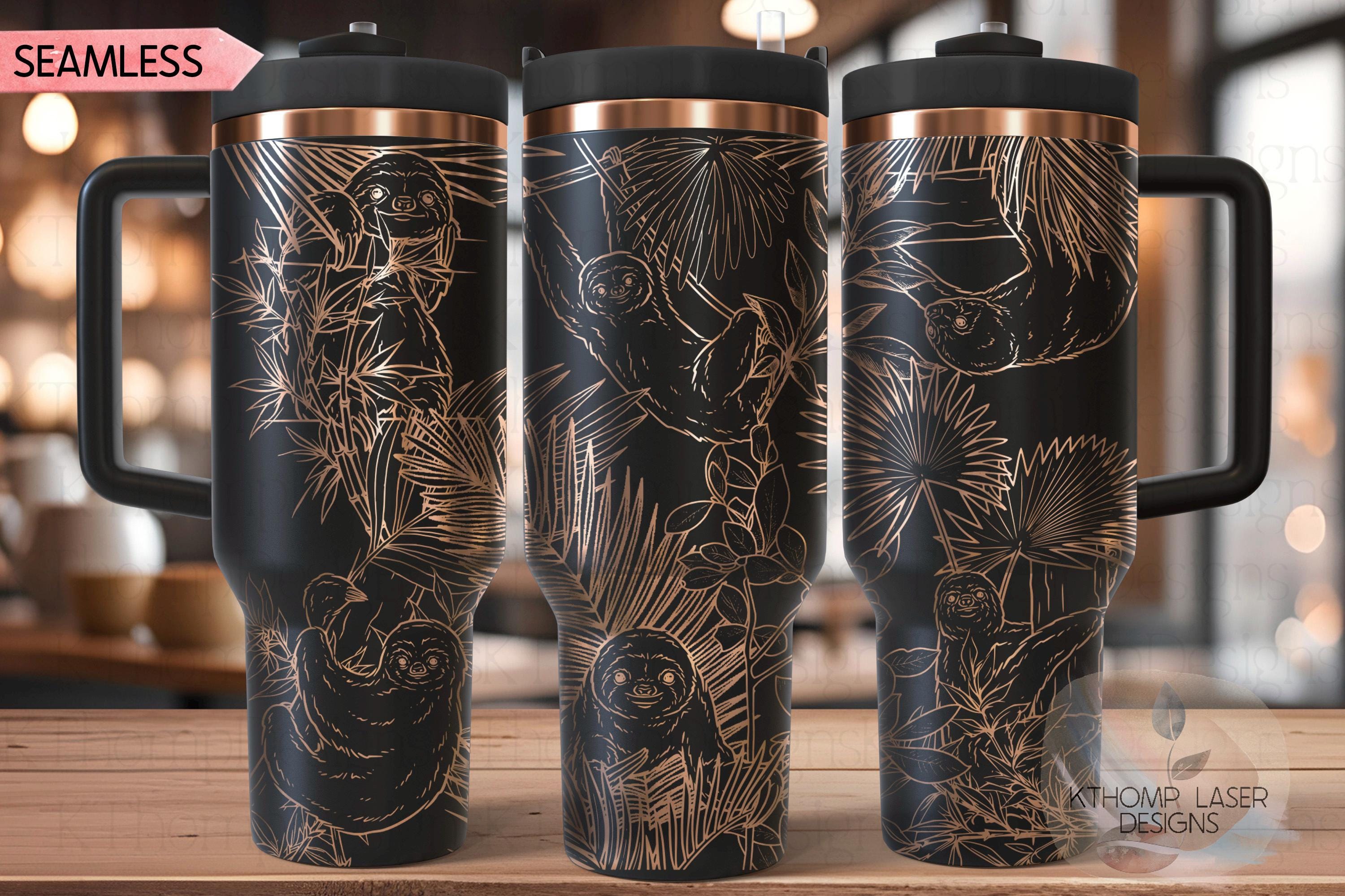 Sloths Tumbler Wrap SVG | 40oz Laser Engraving File | Rotary Ready Digital Design | Jungle Theme SVG