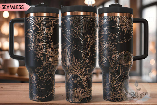 Sloths Tumbler Wrap SVG | 40oz Laser Engraving File | Rotary Ready Digital Design | Jungle Theme SVG