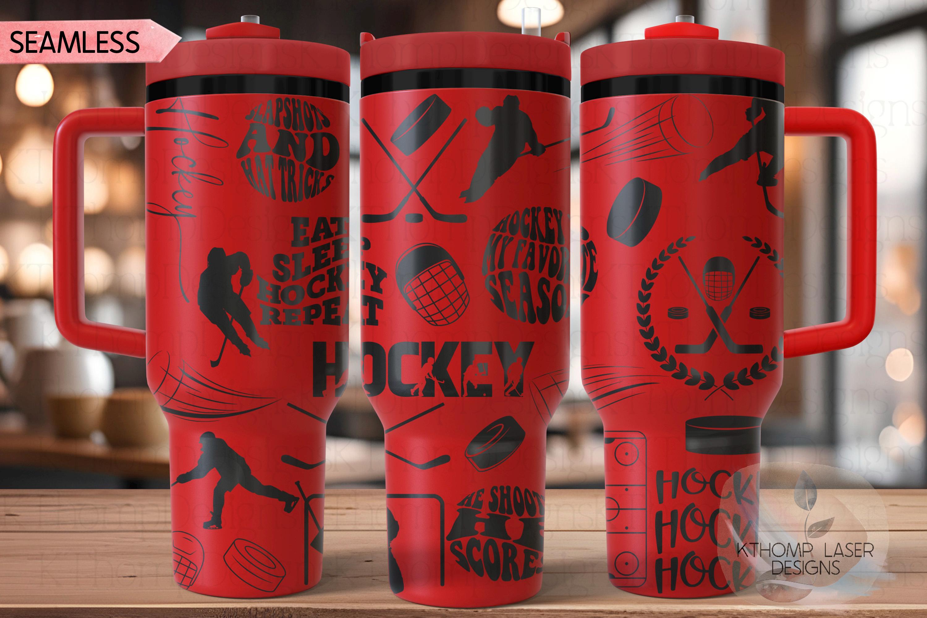 Hockey Male Tumbler Wrap SVG | 40oz Laser Engraving File | Rotary Ready Digital Design | Sports Fan SVG