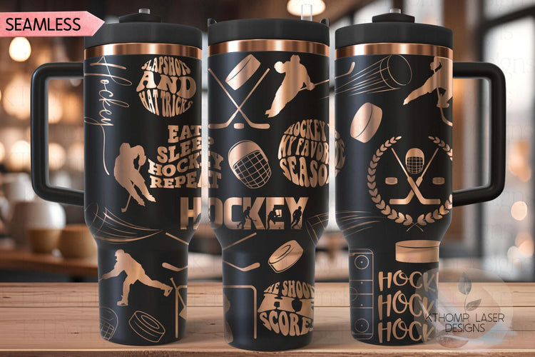 Hockey Male Tumbler Wrap SVG | 40oz Laser Engraving File | Rotary Ready Digital Design | Sports Fan SVG