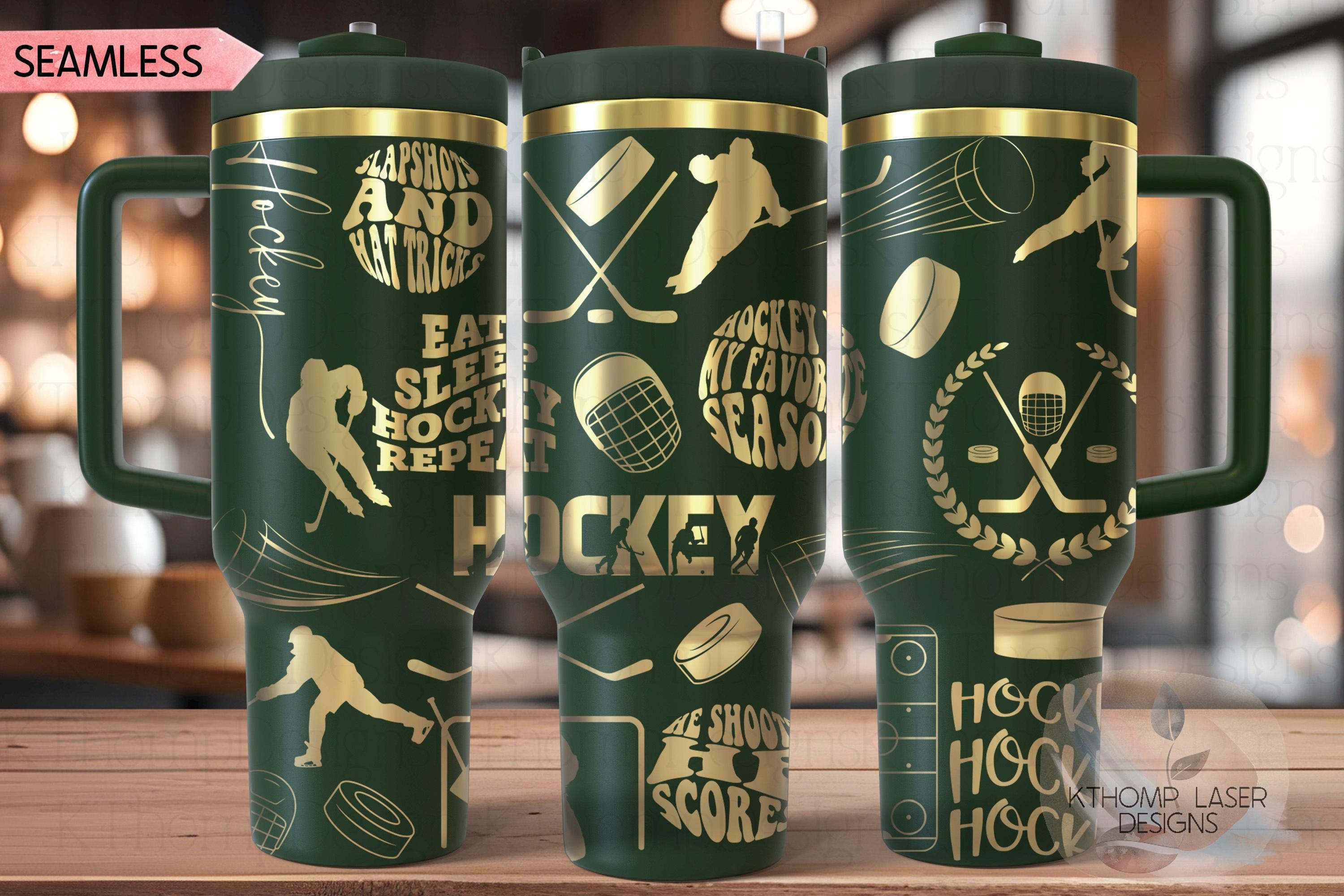 Hockey Male Tumbler Wrap SVG | 40oz Laser Engraving File | Rotary Ready Digital Design | Sports Fan SVG