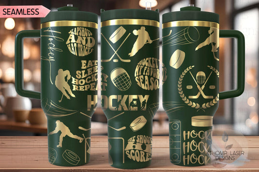 Hockey Male Tumbler Wrap SVG | 40oz Laser Engraving File | Rotary Ready Digital Design | Sports Fan SVG