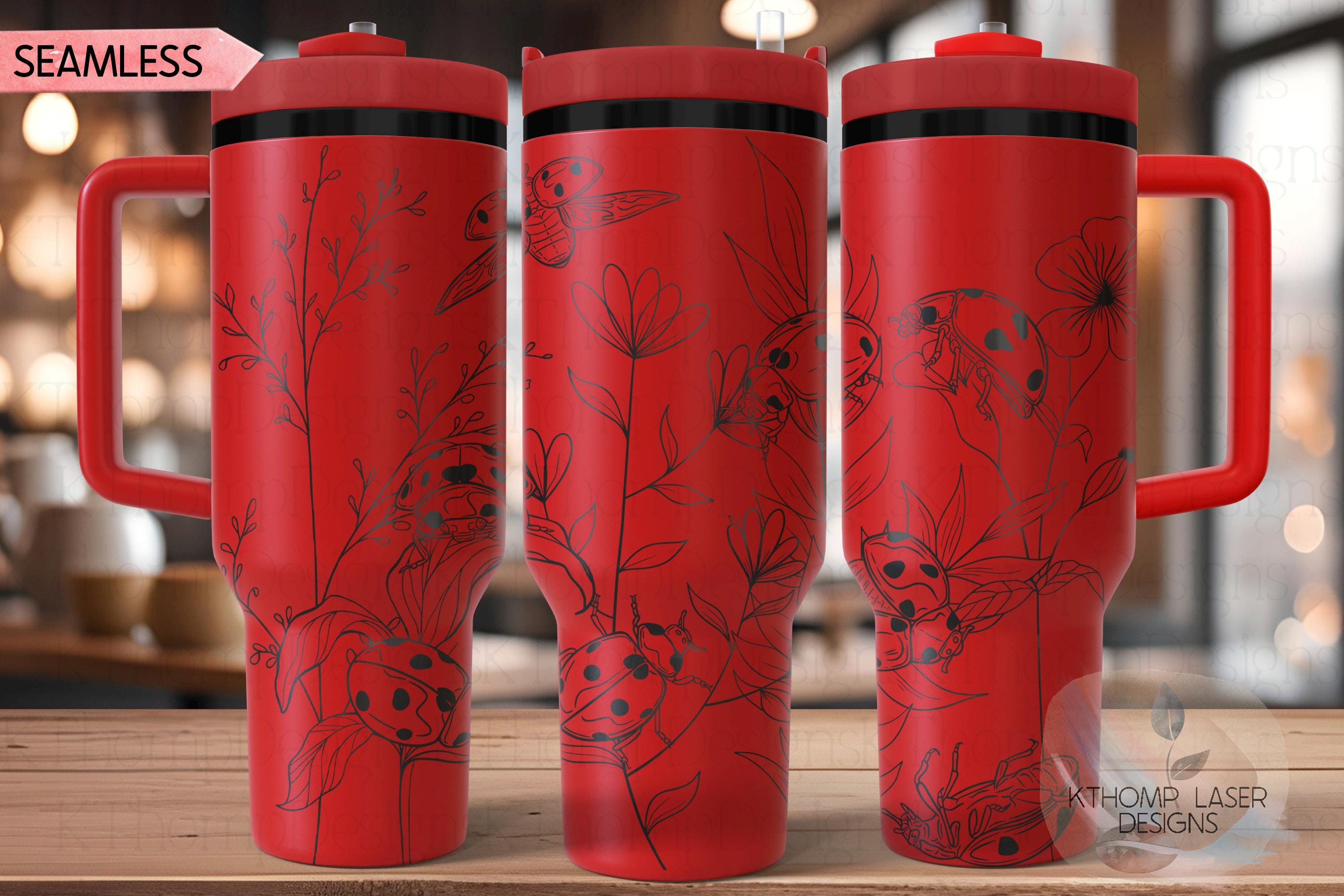 Ladybugs Tumbler Wrap SVG | 40oz Laser Engraving File | Rotary Ready Digital Design | Jungle Theme SVG