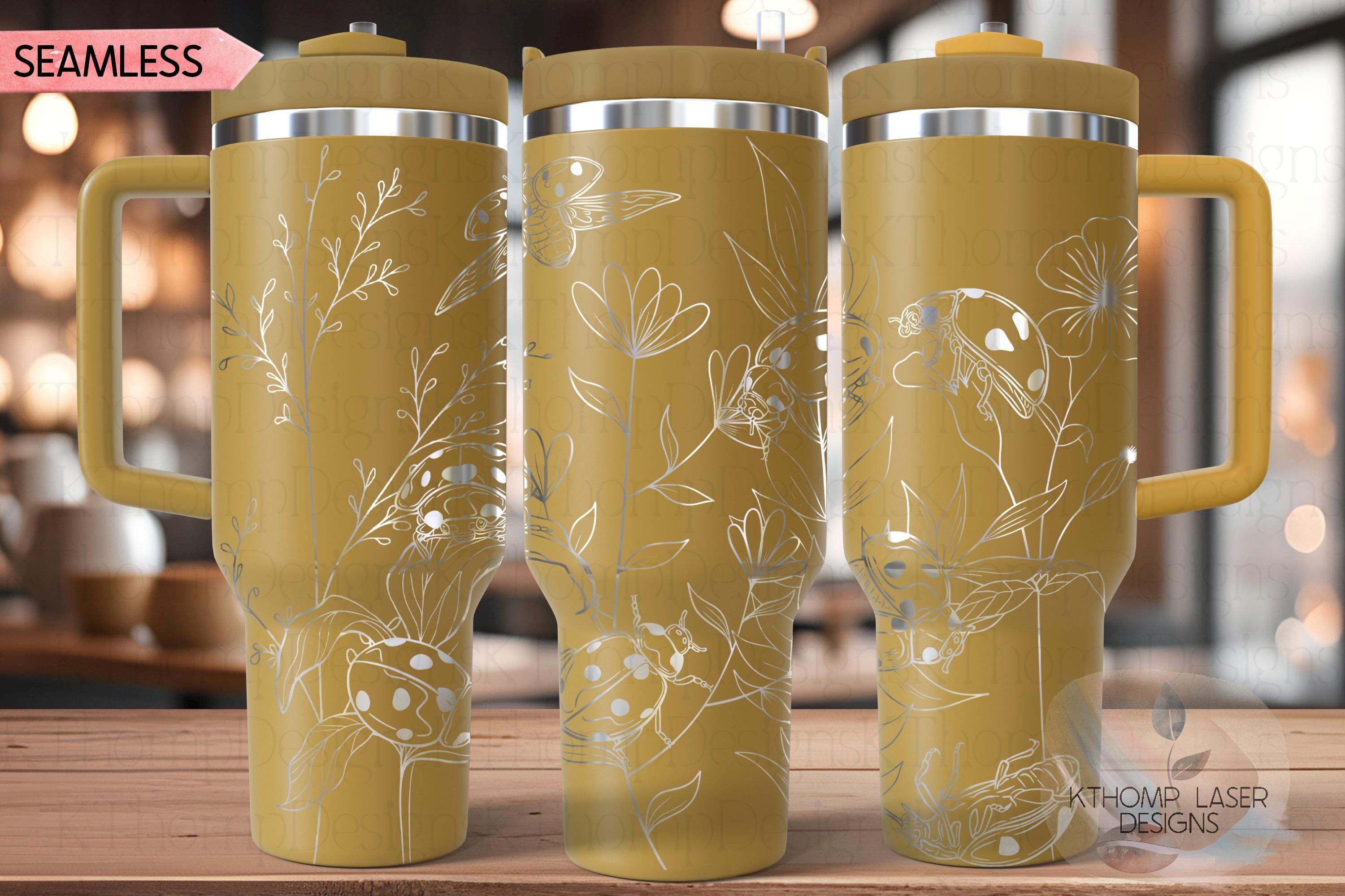 Ladybugs Tumbler Wrap SVG | 40oz Laser Engraving File | Rotary Ready Digital Design | Jungle Theme SVG