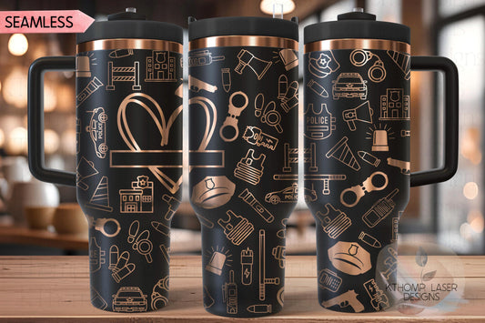 Law Enforcement Tumbler Wrap SVG | 40oz Laser Engraving File | Rotary Ready Digital Design | Career Gift SVG