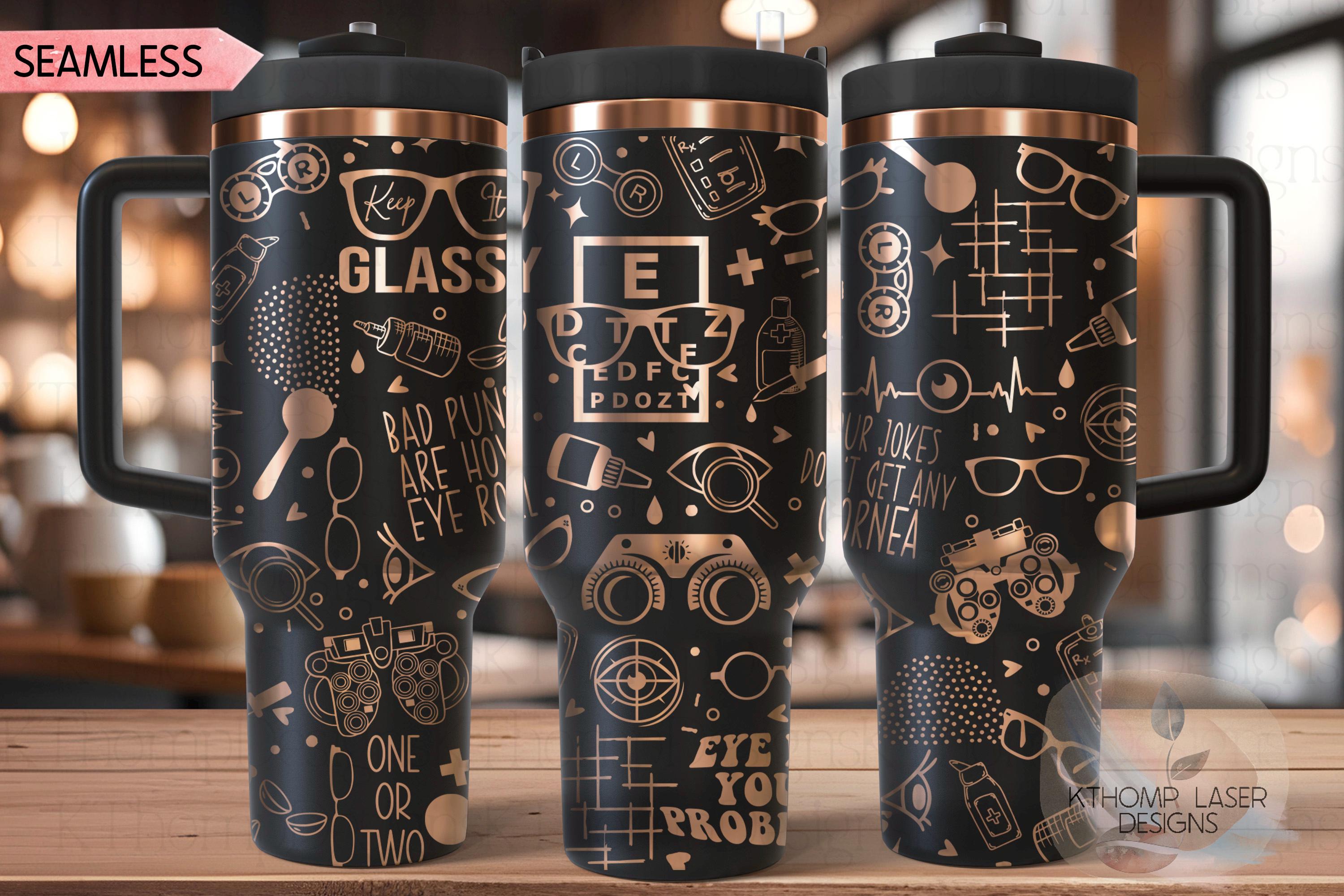 Optometry Optometrist Ophthalmologist Tumbler Wrap SVG | 40oz Laser Engraving File | Rotary Ready Digital Design | Career Gift SVG