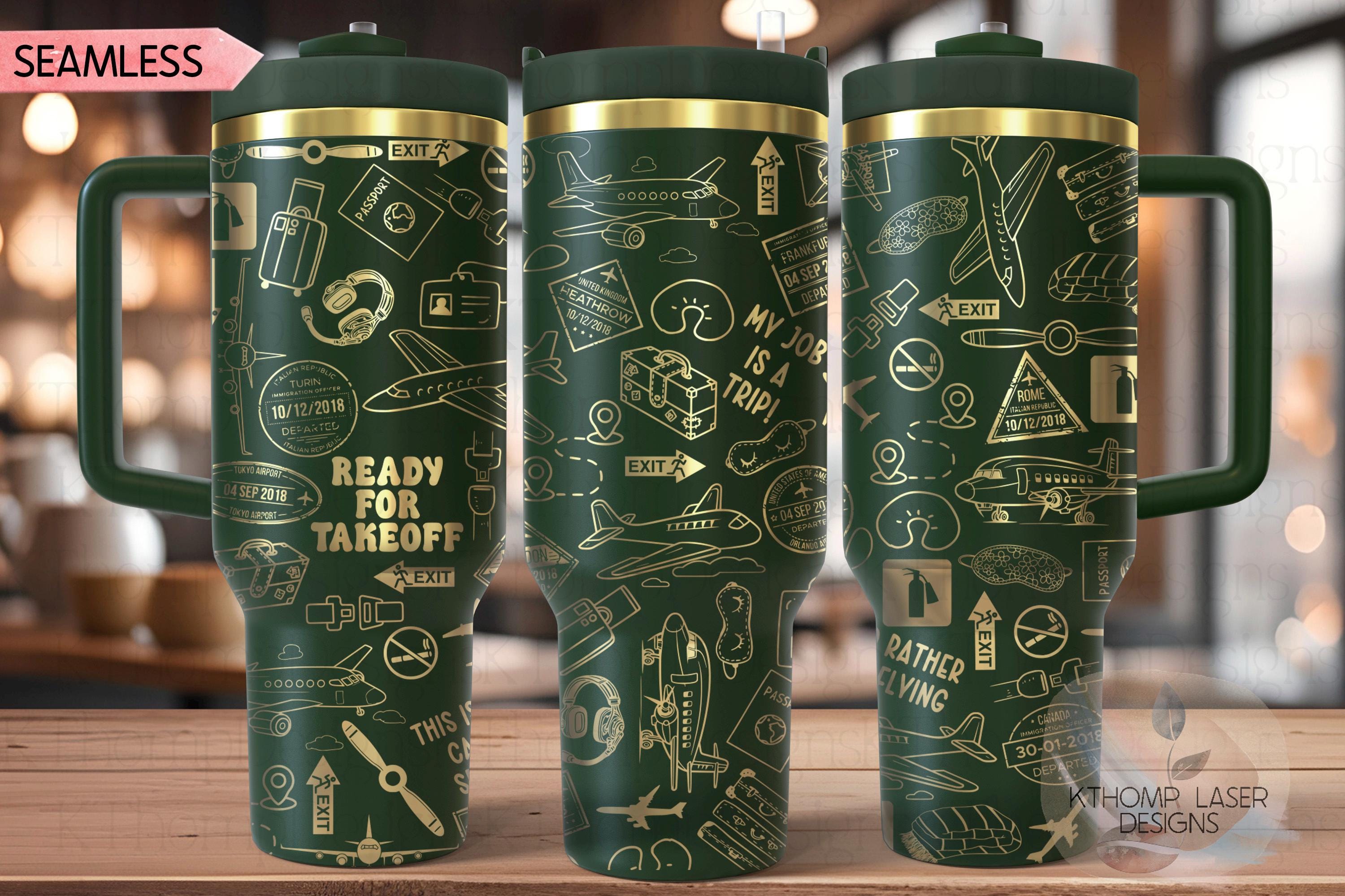Pilot Travel Airline Captain Tumbler Wrap SVG | 40oz Laser Engraving File | Rotary Ready Digital Design | Career Gift SVG