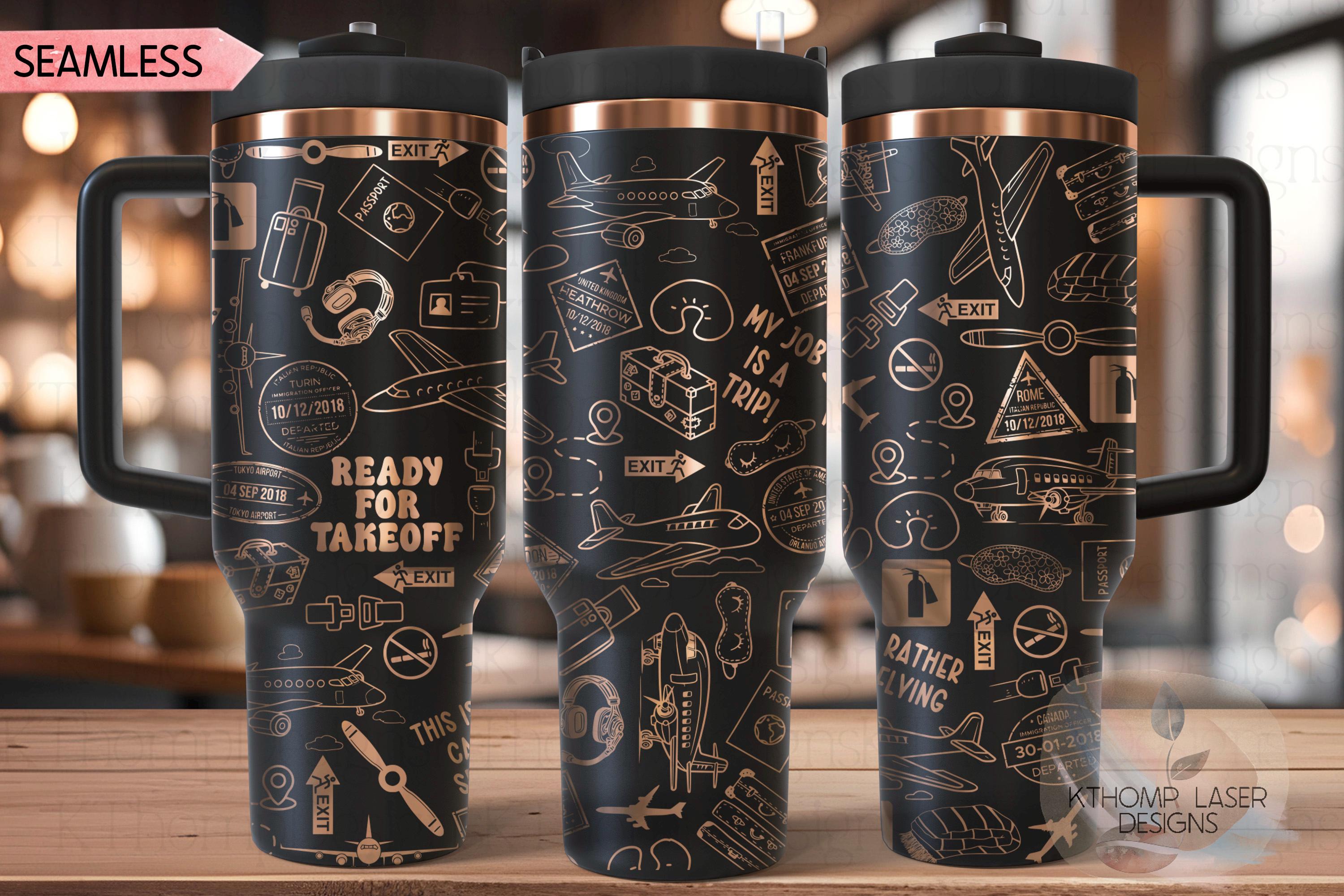 Pilot Travel Airline Captain Tumbler Wrap SVG | 40oz Laser Engraving File | Rotary Ready Digital Design | Career Gift SVG