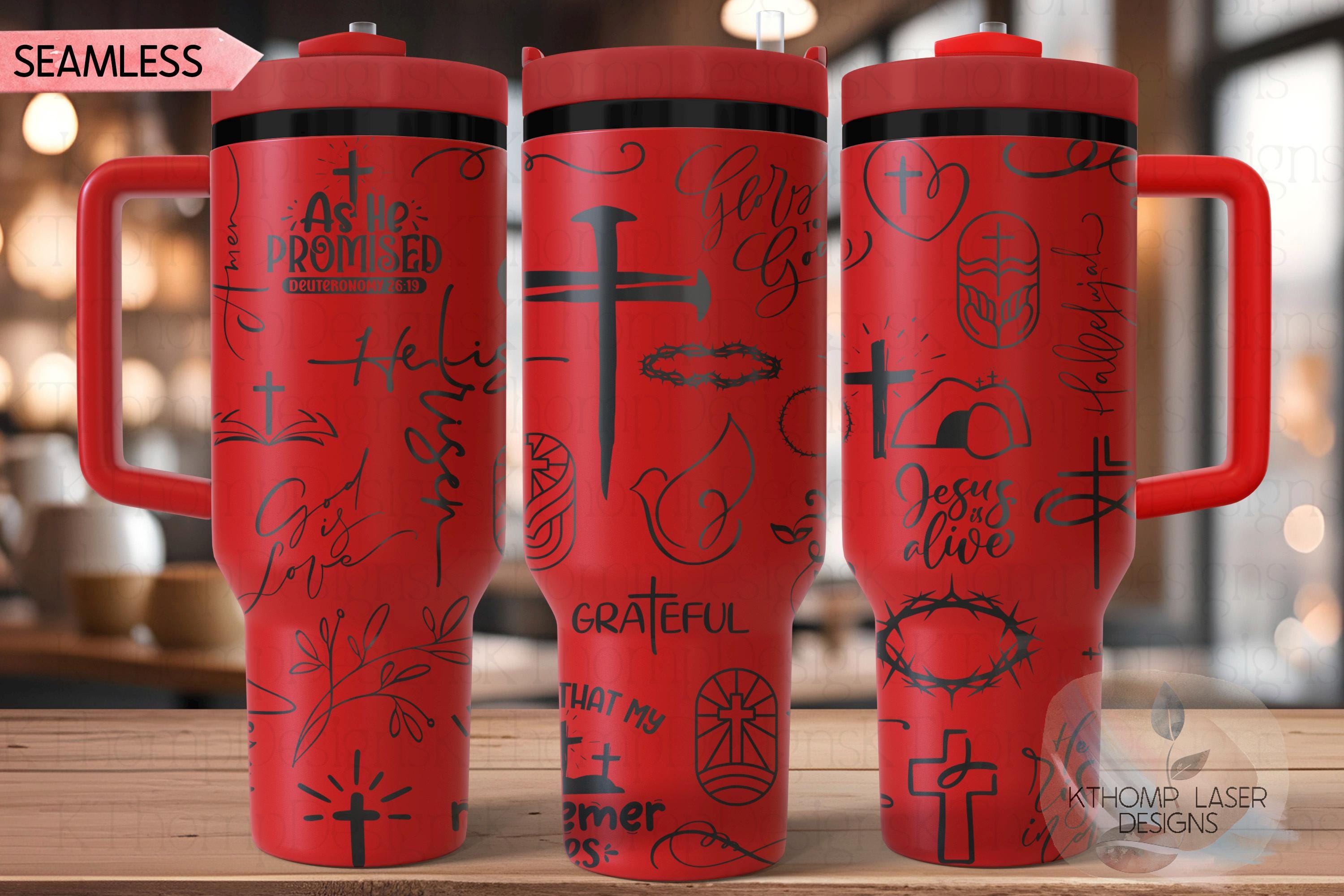 Religious Easter Jesus Holiday Tumbler Wrap SVG | 40oz Laser Engraving File | Rotary Ready Digital Design | Seasonal SVG