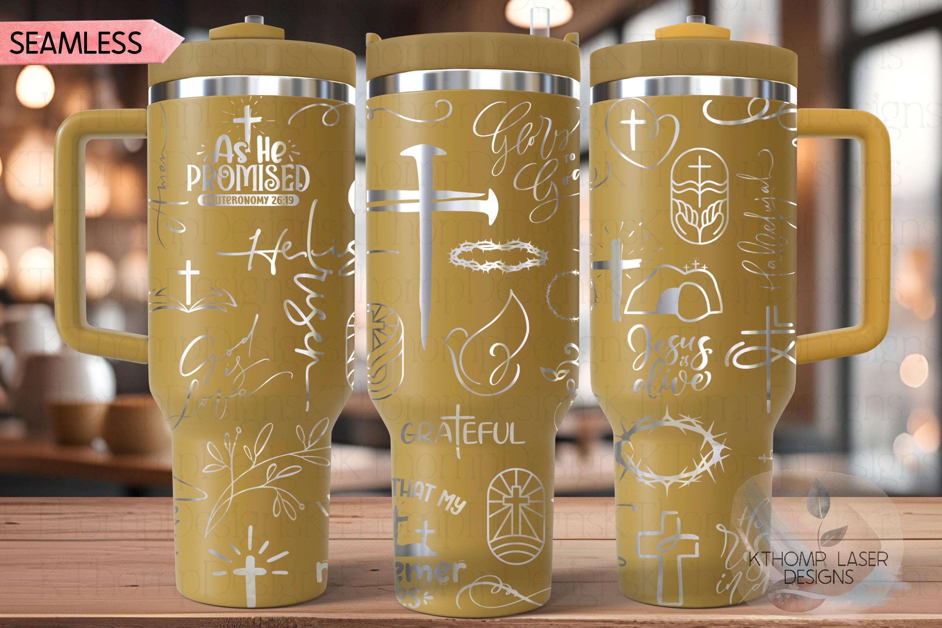 Religious Easter Jesus Holiday Tumbler Wrap SVG | 40oz Laser Engraving File | Rotary Ready Digital Design | Seasonal SVG