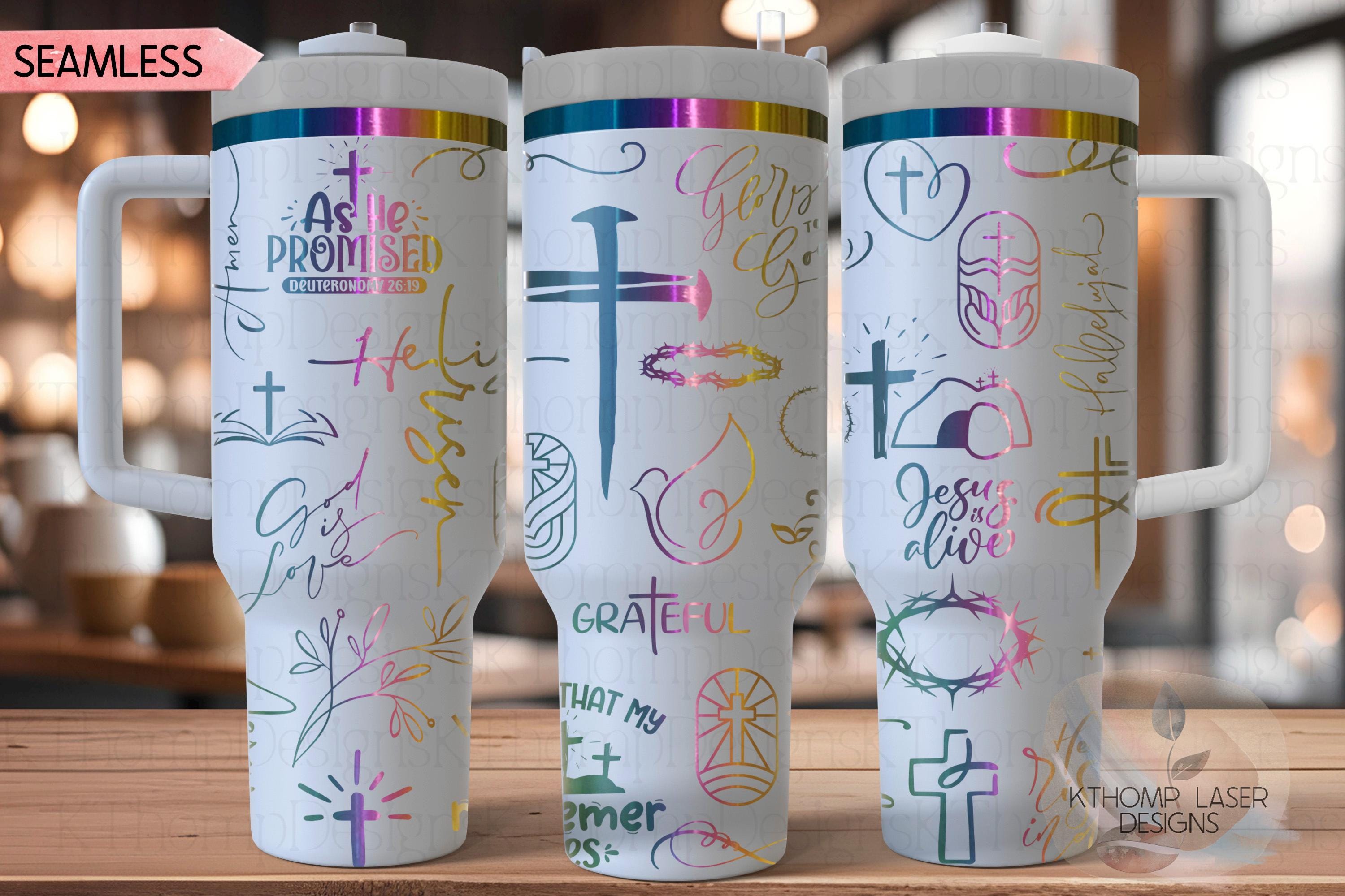 Religious Easter Jesus Holiday Tumbler Wrap SVG | 40oz Laser Engraving File | Rotary Ready Digital Design | Seasonal SVG