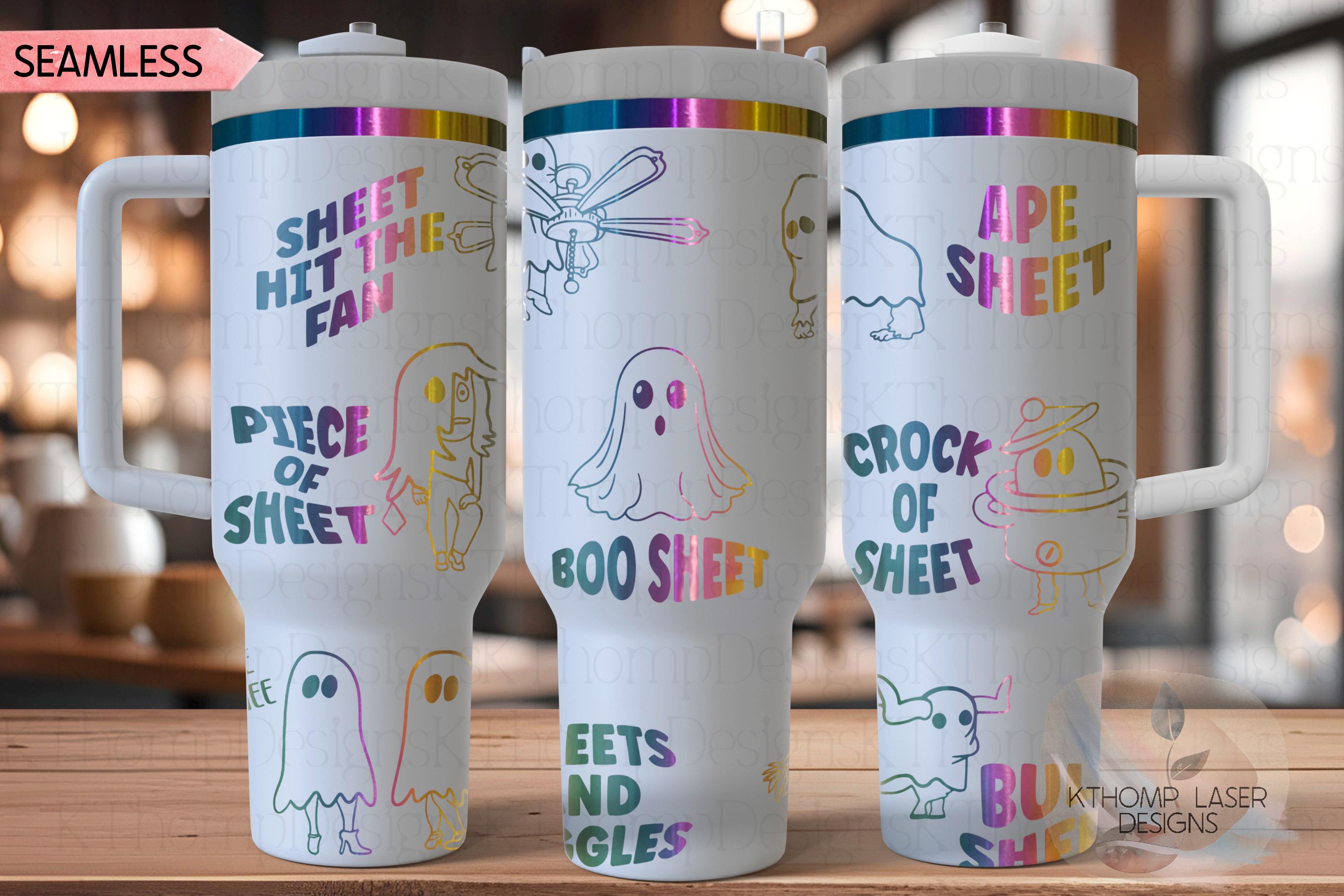 Sheet Costumes Funny Holiday Tumbler Wrap SVG | 40oz Laser Engraving File | Rotary Ready Digital Design | Seasonal SVG