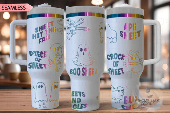 Sheet Costumes Funny Holiday Tumbler Wrap SVG | 40oz Laser Engraving File | Rotary Ready Digital Design | Seasonal SVG
