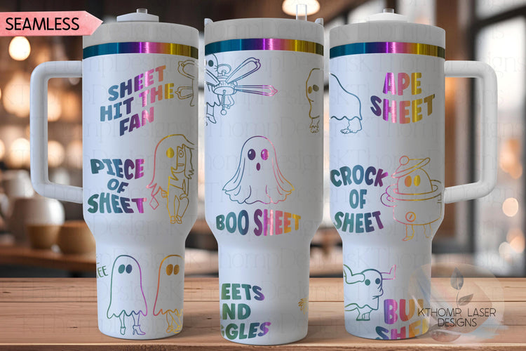 Sheet Costumes Funny Holiday Tumbler Wrap SVG | 40oz Laser Engraving File | Rotary Ready Digital Design | Seasonal SVG