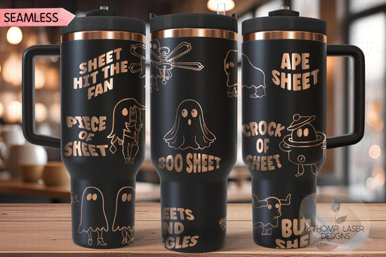 Sheet Costumes Funny Holiday Tumbler Wrap SVG | 40oz Laser Engraving File | Rotary Ready Digital Design | Seasonal SVG
