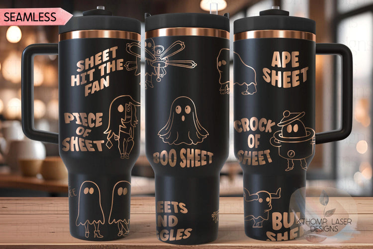 Sheet Costumes Funny Holiday Tumbler Wrap SVG | 40oz Laser Engraving File | Rotary Ready Digital Design | Seasonal SVG