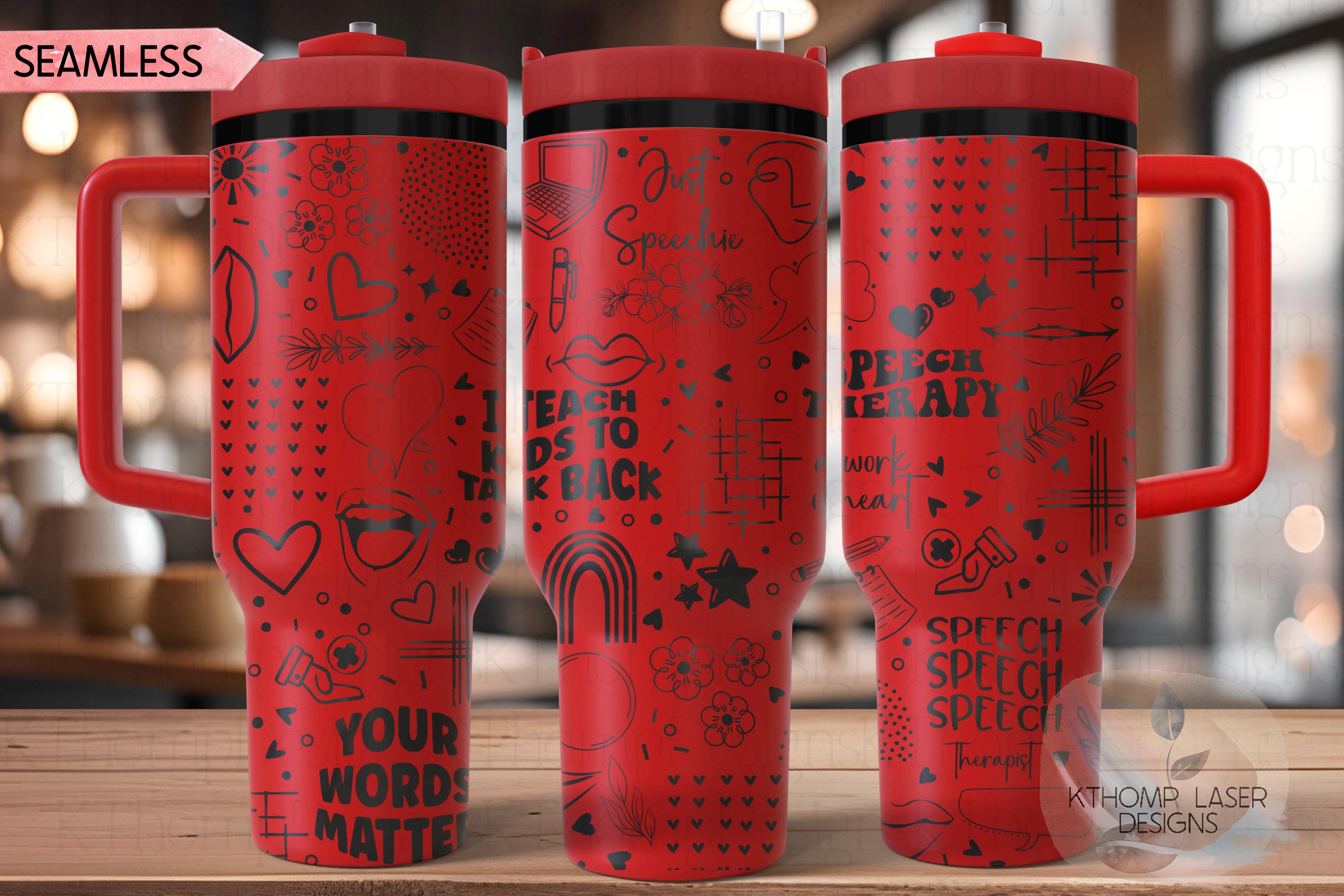 Speech Therapy Therapist Tumbler Wrap SVG | 40oz Laser Engraving File | Rotary Ready Digital Design | Career Gift SVG