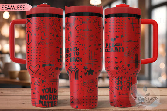 Speech Therapy Therapist Tumbler Wrap SVG | 40oz Laser Engraving File | Rotary Ready Digital Design | Career Gift SVG