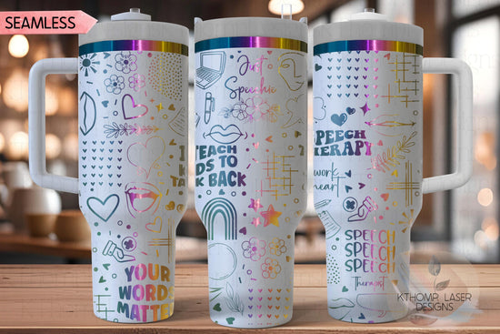 Speech Therapy Therapist Tumbler Wrap SVG | 40oz Laser Engraving File | Rotary Ready Digital Design | Career Gift SVG