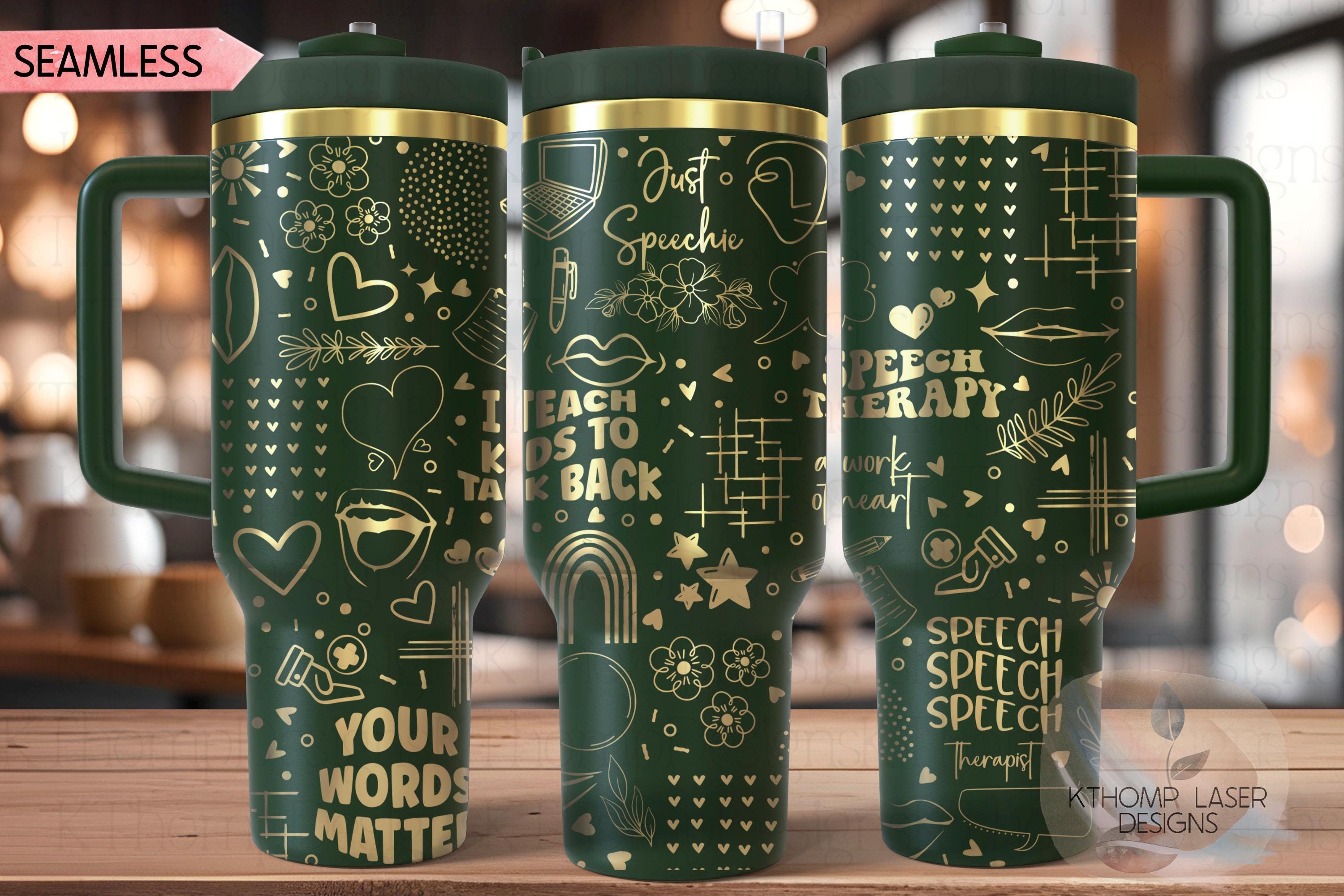 Speech Therapy Therapist Tumbler Wrap SVG | 40oz Laser Engraving File | Rotary Ready Digital Design | Career Gift SVG